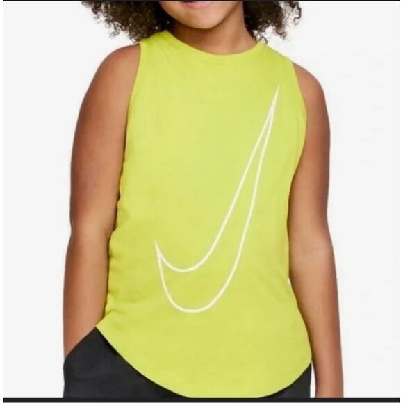 Nike Girls Sleeveless Lime Green Workout Top Size XL New - Picture 1 of 4